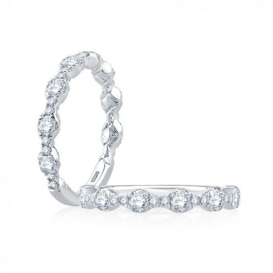A. Jaffe Floating Bubble Diamond Wedding Band with Quilted Interior