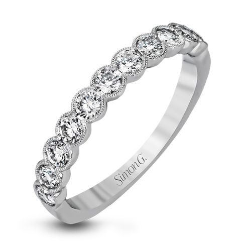 Simon G. 18k White Gold Diamond Wedding Band