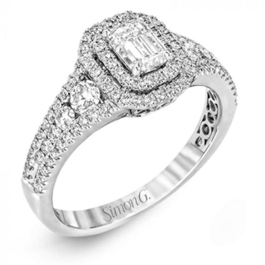 Simon G. 18k White Gold Double Halo Engagement Ring