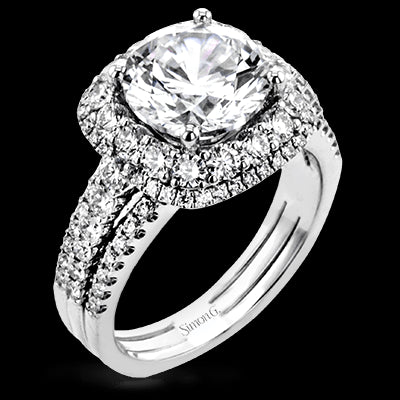 Simon G. 18k White Gold Halo Engagement Ring