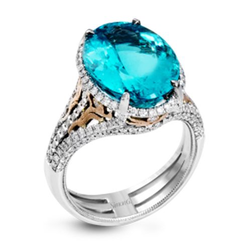 Simon G. 18k White Gold Diamond & Tourmaline Ring