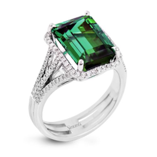 Simon G. 18k White Gold Diamond & Tourmaline Ring