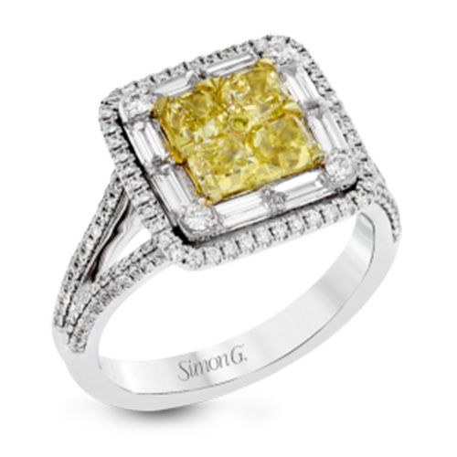 Simon G. 18k White Gold Yellow and White Diamond Ring