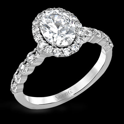 Simon G. 18k White Gold Halo Engagement Ring