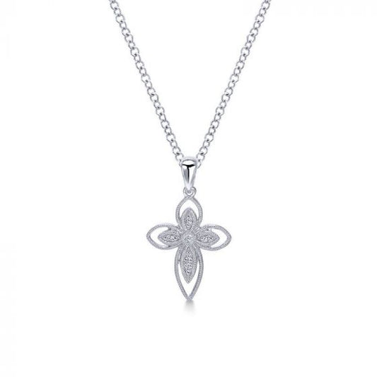 Gabriel & Co. Sterling Silver Faith Diamond Necklace