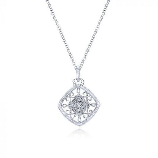 Gabriel & Co. Sterling Silver Victorian Diamond Necklace