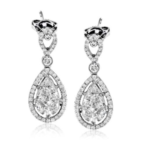 Simon G. 18k White Gold 2.51ct Diamond Drop Earrings