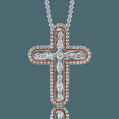 Simon G. 18k White Gold Cross Pendant