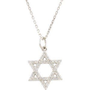 14K White 1/5 CTW Diamond Star of David Necklace