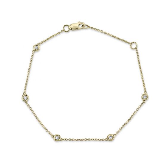 Shy Creation 14k Gold Yellow 0.13Ct 7" Diamonds By The Yard Bracelet