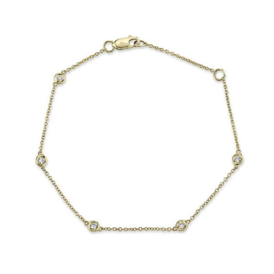 Shy Creation 14k Gold Yellow 0.13Ct 7" Diamonds By The Yard Bracelet