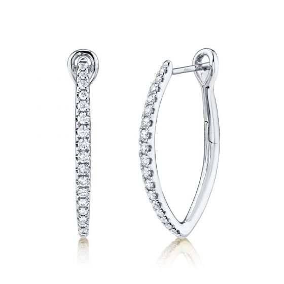 Shy Creation 14k Gold White 0.35Ct Diamond Hoop Earring