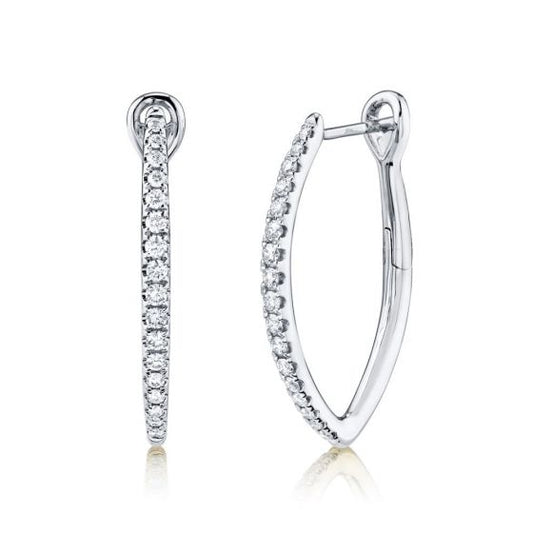 Shy Creation 14k Gold White 0.35Ct Diamond Hoop Earring