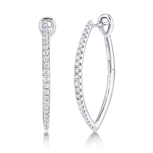 Shy Creation 14k Gold White 0.75Ct Diamond Hoop Earring