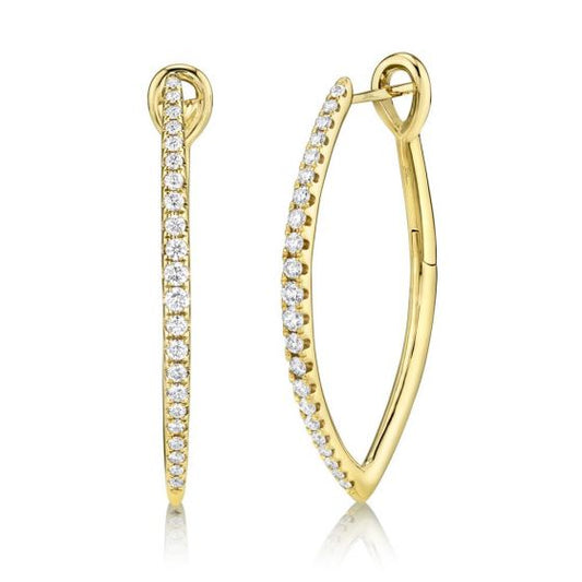 Shy Creation 14k Gold Yellow 0.75Ct Diamond Hoop Earring