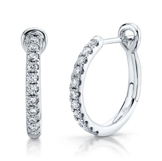 Shy Creation 14k Gold White 0.26Ct Diamond Hoop Earring