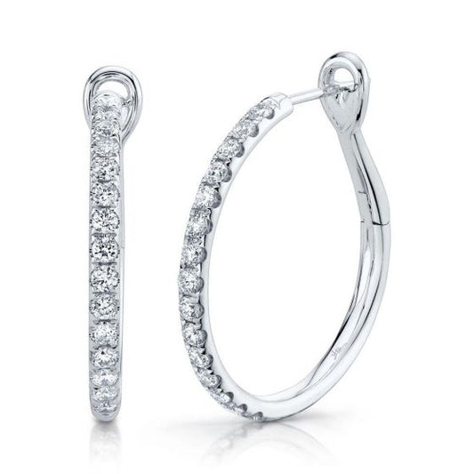 Shy Creation 14k Gold White 0.74Ct Diamond Hoop Earring