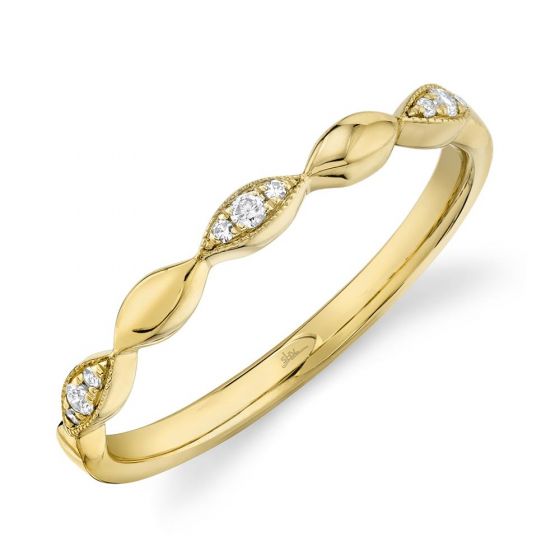 Shy Creation 14k Gold Yellow 0.05Ct Diamond Band