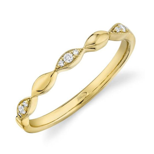 Shy Creation 14k Gold Yellow 0.05Ct Diamond Band