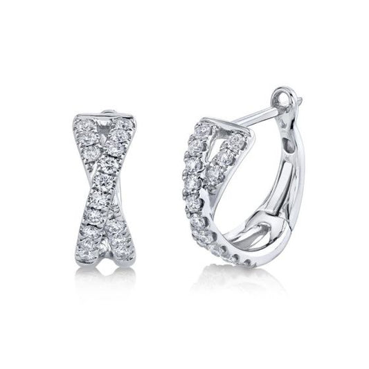 Shy Creation 14k Gold White 0.40Ct Diamond Huggie Earring