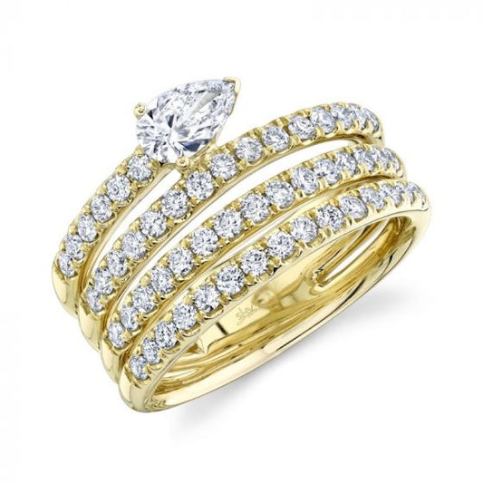 Shy Creation 14k Yellow Gold Diamond Pear Ring