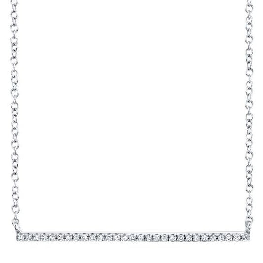 Shy Creation 14k Gold White 0.08Ct Diamond Bar Necklace