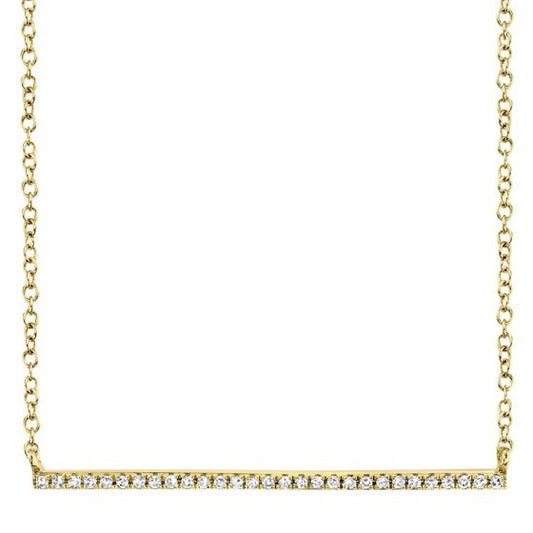 Shy Creation 14k Gold Yellow 0.08Ct Diamond Bar Necklace