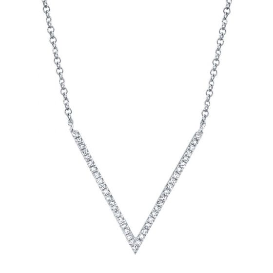 Shy Creation 14k Gold White 0.12Ct Diamond Necklace