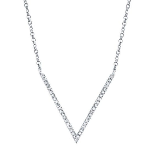 Shy Creation 14k Gold White 0.12Ct Diamond Necklace
