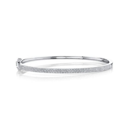 Shy Creation 14k Gold White 0.52Ct Diamond Pave Bangle