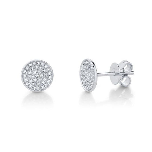 Shy Creation 14k Gold White Emmie 0.17ct. Diamond Pave Circle Stud Earring