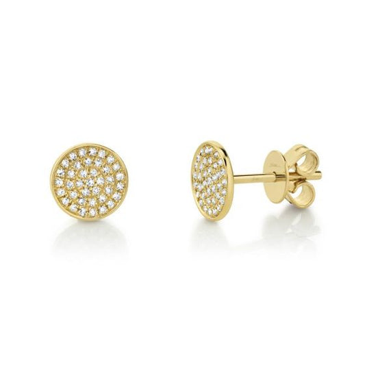 Shy Creation 14k Gold Yellow Emmie 0.17ct. Diamond Pave Circle Stud Earring