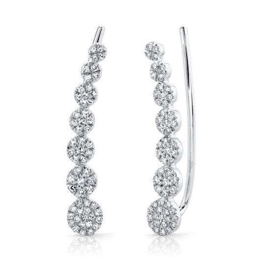 Shy Creation 14k Gold White 0.25Ct Diamond Ear Crawler Earring