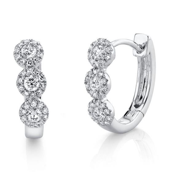 Shy Creation 14k Gold White 0.37Ct Diamond Huggie Earring