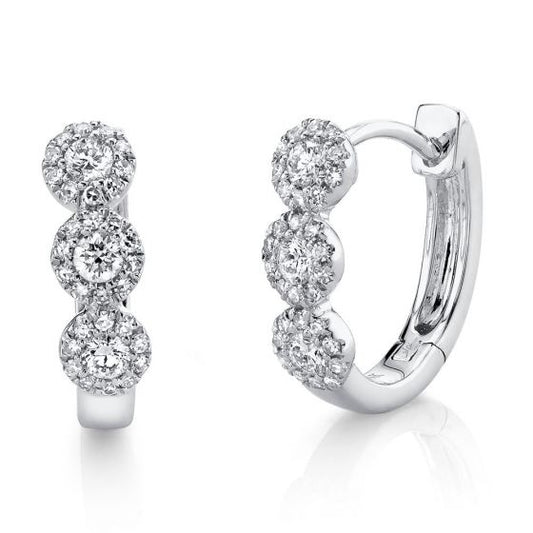 Shy Creation 14k Gold White 0.37Ct Diamond Huggie Earring