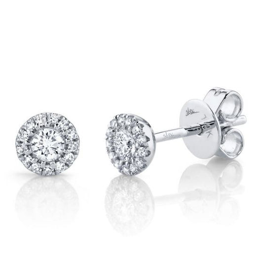 Shy Creation 14k Gold White 0.24Ct Diamond Stud Earring