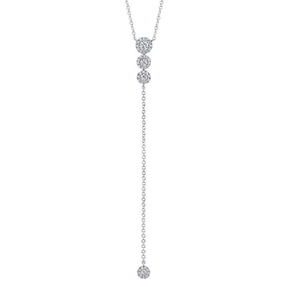 Shy Creation 14k Gold White 0.29Ct Diamond Lariat Necklace