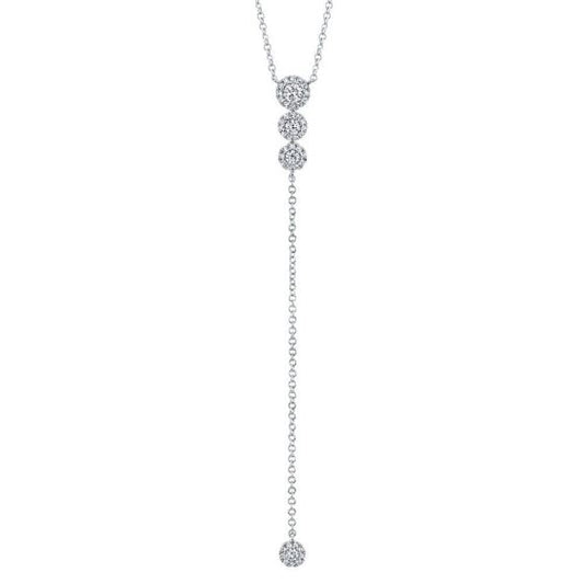 Shy Creation 14k Gold White 0.29Ct Diamond Lariat Necklace