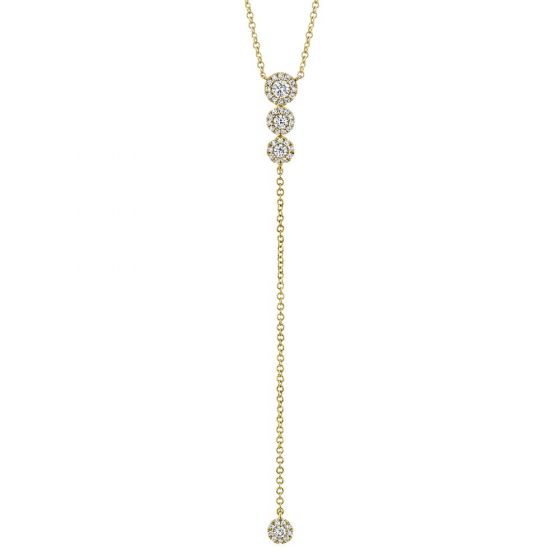 Shy Creation 14k Gold Yellow 0.29Ct Diamond Lariat Necklace