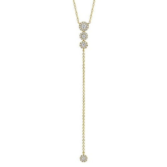 Shy Creation 14k Gold Yellow 0.29Ct Diamond Lariat Necklace