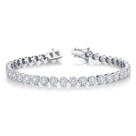 Shy Creation 14k Gold White 3.03Ct Diamond Bracelet