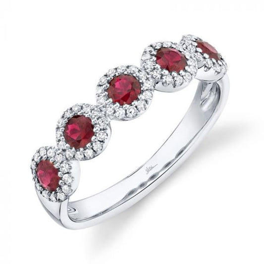 Shy Creation White  0.20Ct Diamond & 0.66Ct Ruby Band
