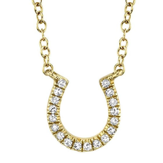 Shy Creation 14k Gold Yellow Oakley 0.06 ct. Diamond Horseshoe Pendant Necklace