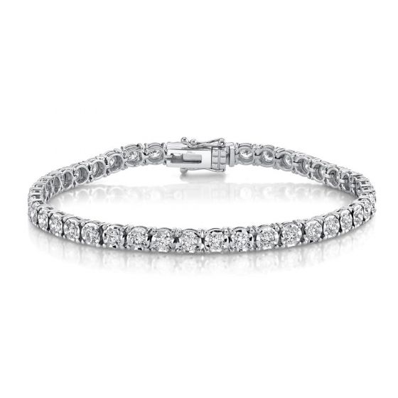 Shy Creation 14k Gold White 3.00Ct Diamond Tennis Bracelet