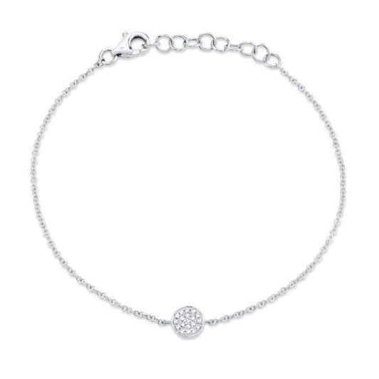 Shy Creation 14k Gold White 0.05Ct Diamond Pave Circle Bracelet