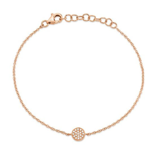 Shy Creation 14k Gold Rose 0.05Ct Diamond Pave Circle Bracelet