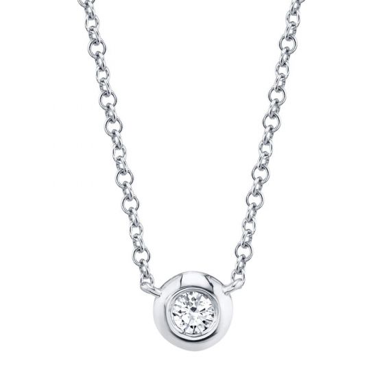 Shy Creation 14k Gold White 0.05Ct Diamond Bezel Necklace