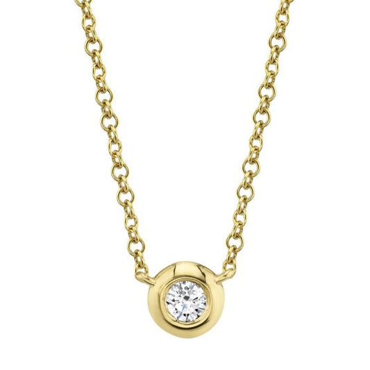 Shy Creation 14k Gold Yellow 0.05Ct Diamond Bezel Necklace