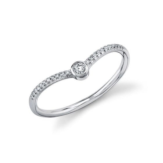 Shy Creation 14k Gold White 0.09Ct Diamond Ring