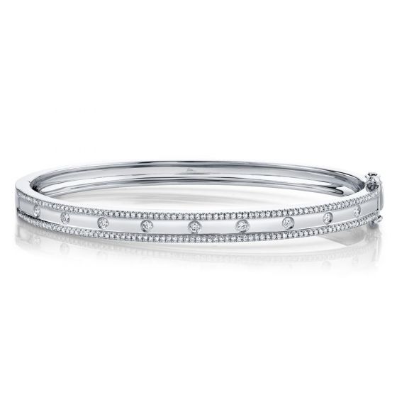 Shy Creation 14k Gold White 0.62Ct Diamond Bangle